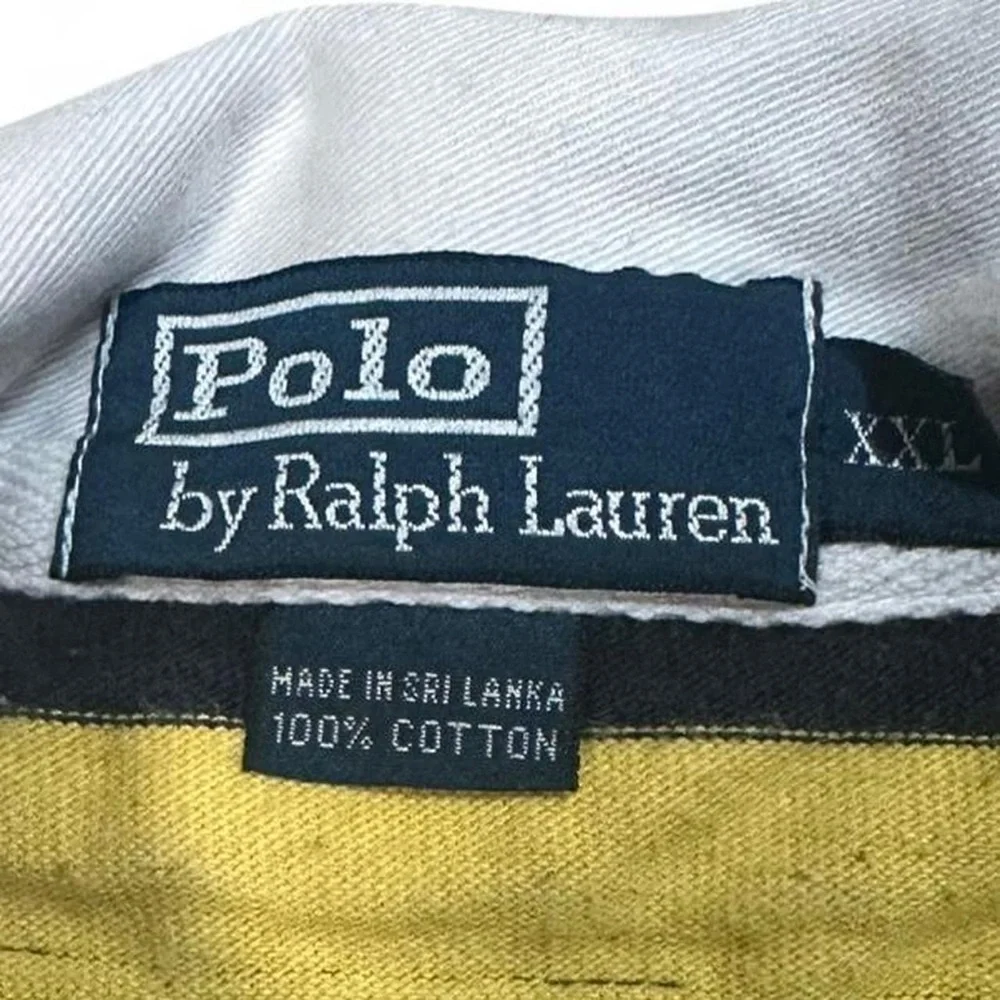 Polo Ralph Lauren Men’s‎ Navy Yellow Striped Red Pony Rugby Shirt Size XXL